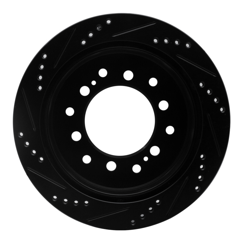 Lexus GX470 Brake Rotor (1) - Rear Right - R1 Concepts - Drilled & Slotted - Black - `01-`09